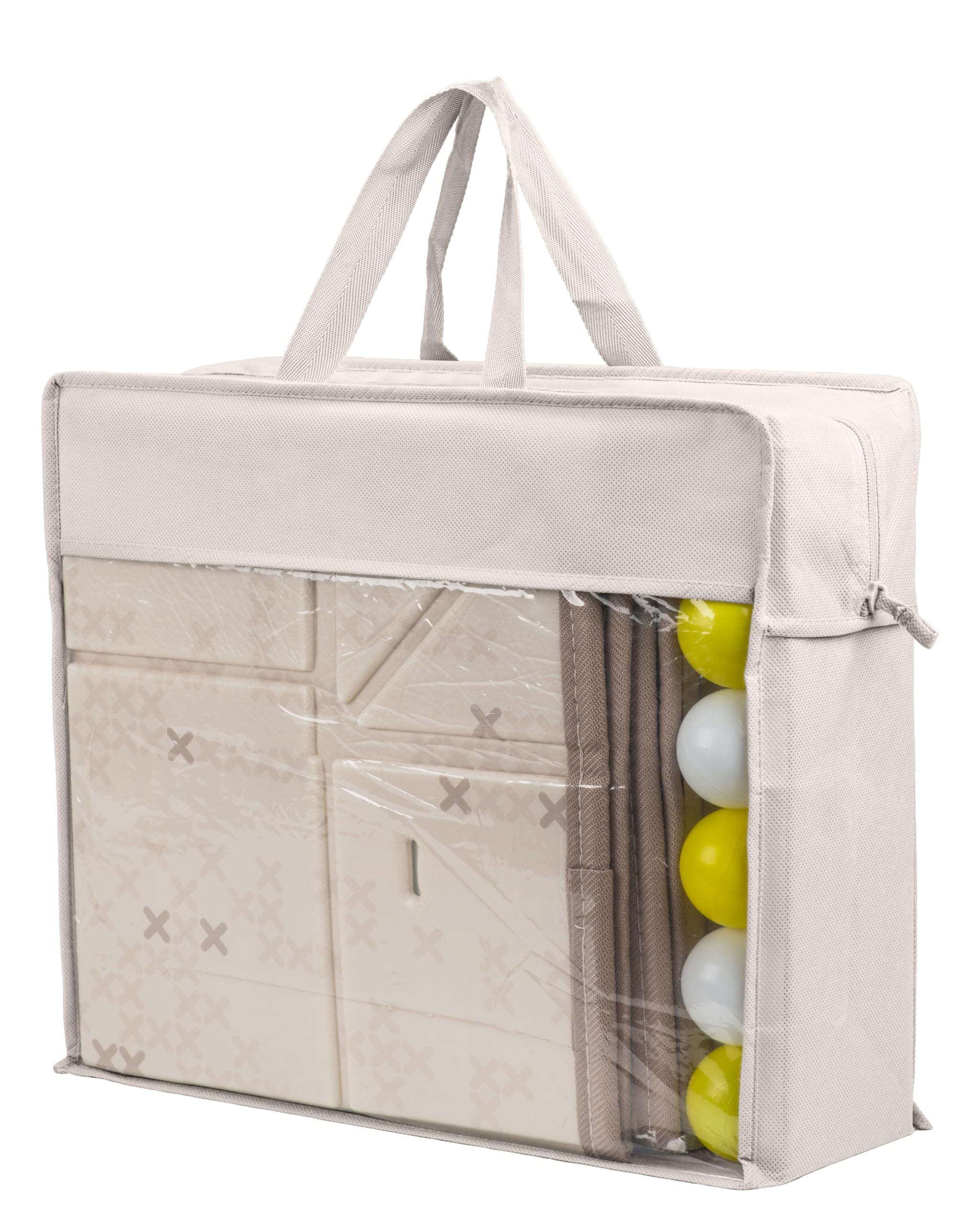 Tappeto da Gioco in Schiuma Reversibile Impermeabile – Grande Formato 180 x 150 cm, Pieghevole con Borsa – Include 12 Palline Colorate e Bordini Rimovibili