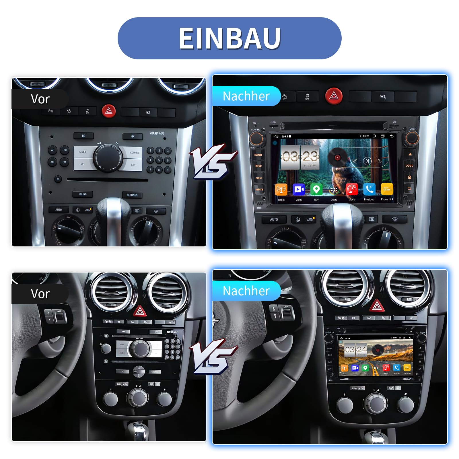 [Android 13.0 4GB+64GB 2.0Ghz] Autoradio Bluetooth Carplay 2 DIN per Opel, Autoradio da 7 Pollici con Schermo WiFi/GPS/RDS/CD DVD/USB/FM/SD/RCA, Supporta il Controllo Del Volante