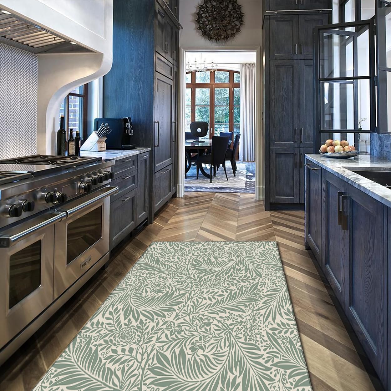 Tapis Vert Sauge 60x120cm Tapis Vintage Floraux lavables pour Le Salon Plantes Traditionnelles Tapis de Sol Tapis à Poil Bas et Design bohème moquettes pour Chambre