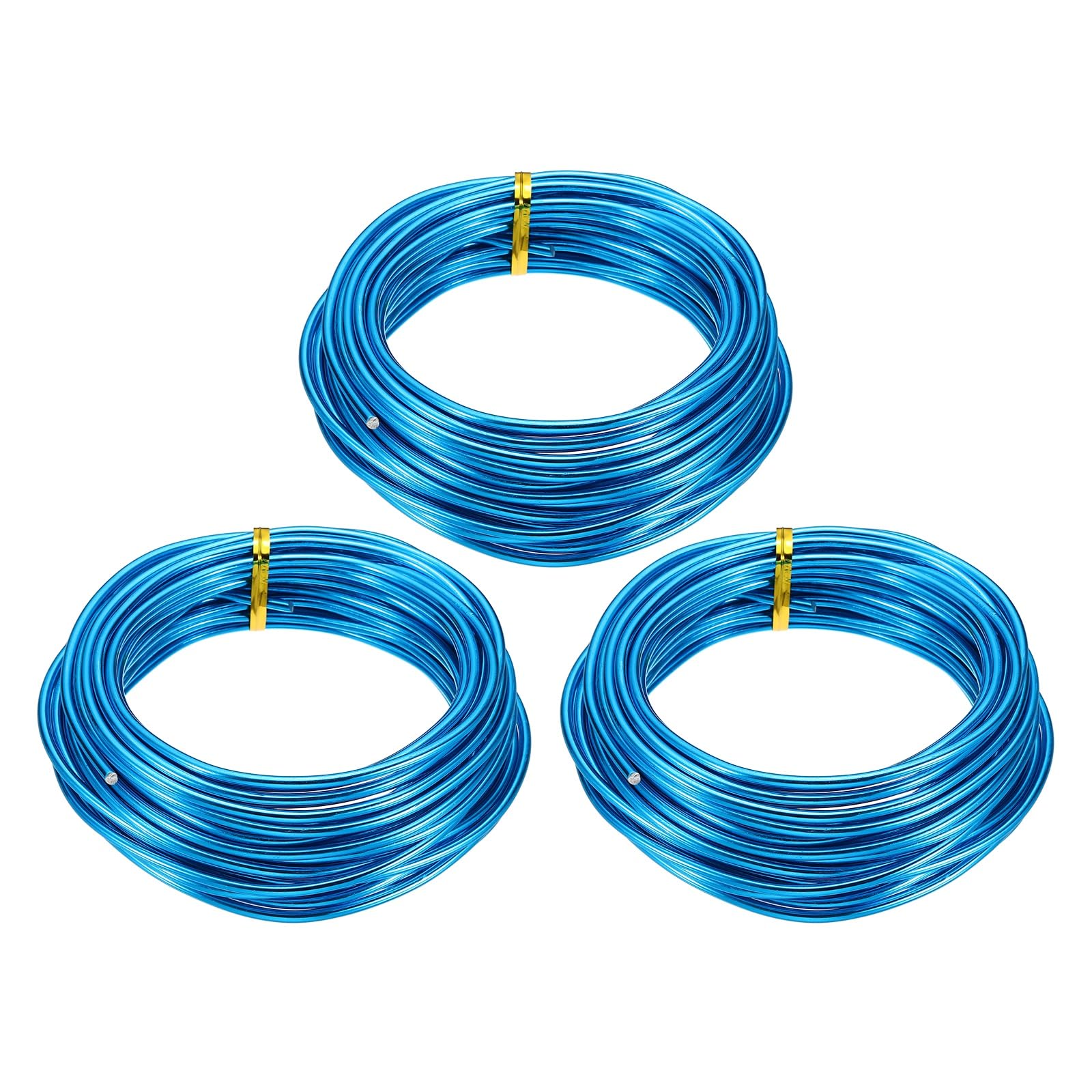 sourcing map 3 Roll Bonsai Wire 3mm Each Roll 32.8ft (10m) Anodized Aluminum Bonsai Wire for Gardening Tree Branch Fixing DIY Crafting, Blue
