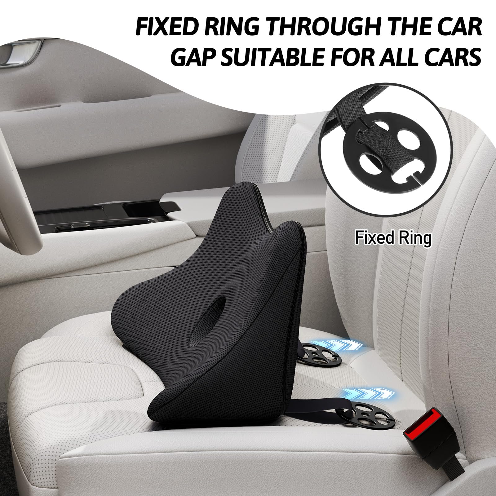 Benazcap Lumbar Support Pillow for Car Lower Back Support Pillow for Sciatica Back Pain Relief 2 in 1 — view 5