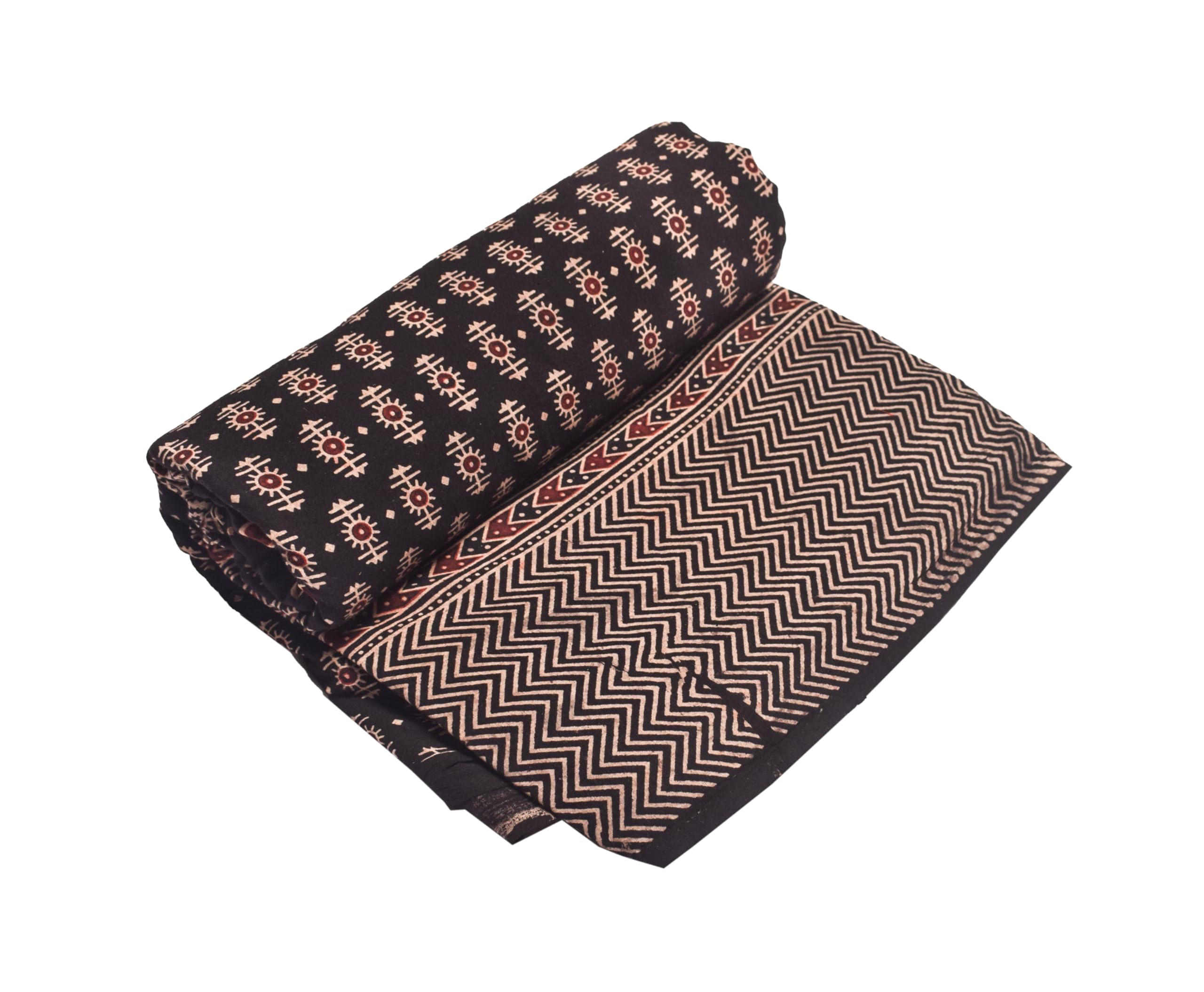 Ethnics of KutchAjrakh Cotton Natural Dye Screen Print Hand Printed Unstitched Kurta Dress Material For Women