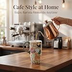 DUSVALLY 17oz Ceramic Travel Mug with Lid, Sloth Coffee Mug with Handle, Jungle Animal Ceramic Travel Cup with Toucan & Leopard Artwork, Microwave & Dishwasher Safe, Gift Box Included