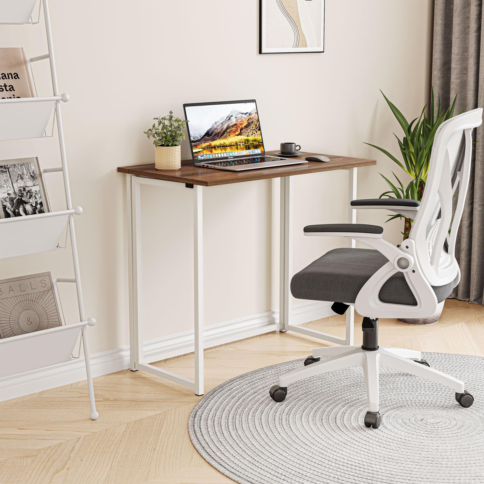 Dripex Klapptisch Montagefrei 80x45 cm Klappschreibtisch Faltbar Tisch | Kleiner Schreibtisch klappbar Computertisch Platzsparender Tisch für Homeoffice Arbeitszimmer PC, Braun