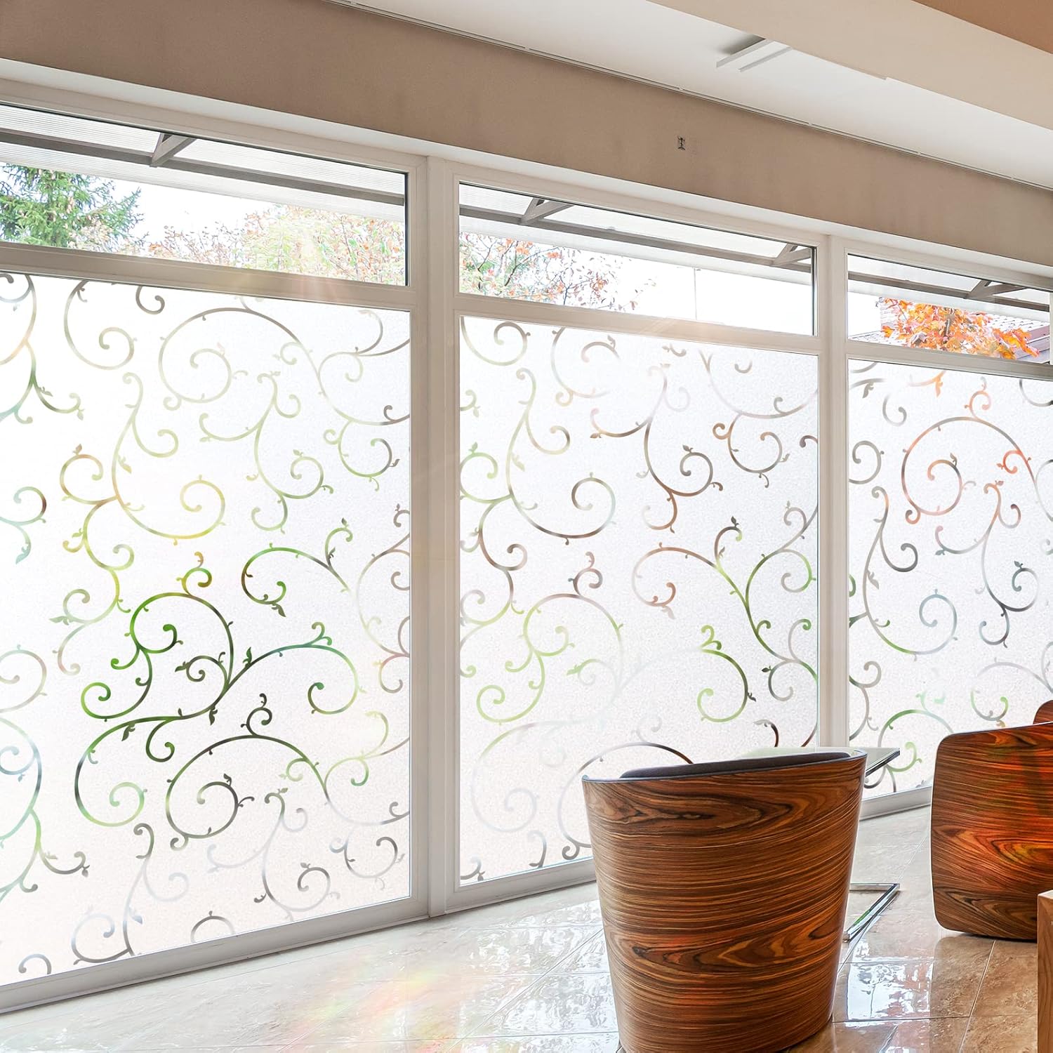 CottonColors Window Privacy Film 35"X 78", Frosted Glass Window Film Decorative Window Film Heat Blocking Static Cling Glass Door Film Window Clings for Glass Windows