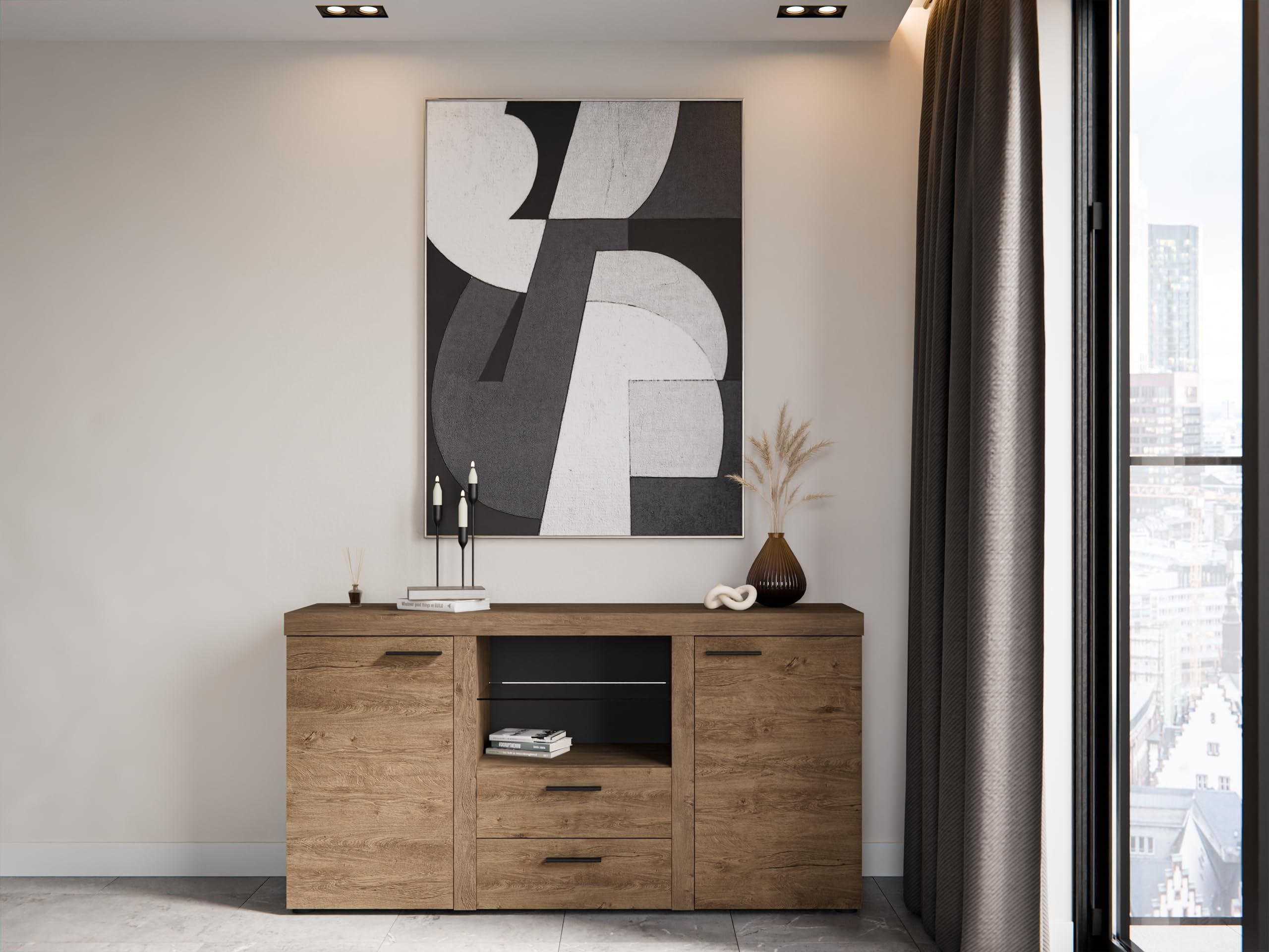 BROMARKT Kommode für Schlafzimmer mit Schubladen 156x82 cm Lefkas Eiche