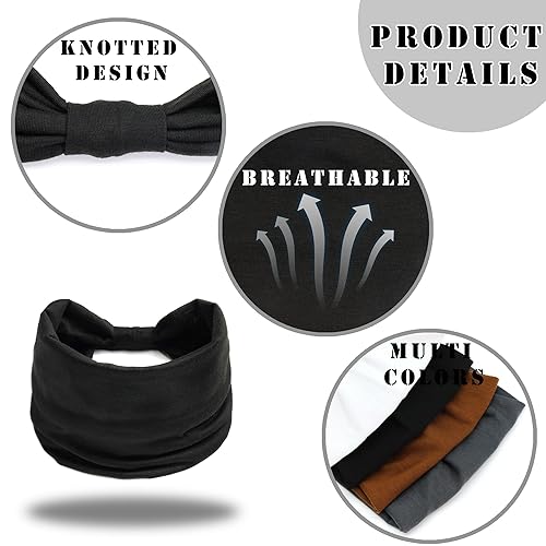 Miniatura 3 de FULZTEY Diademas anchas para mujer, banda neutra extra suave, bandas elásticas para el cabello, para yoga, entrenamiento, turbante blanco, bandanas