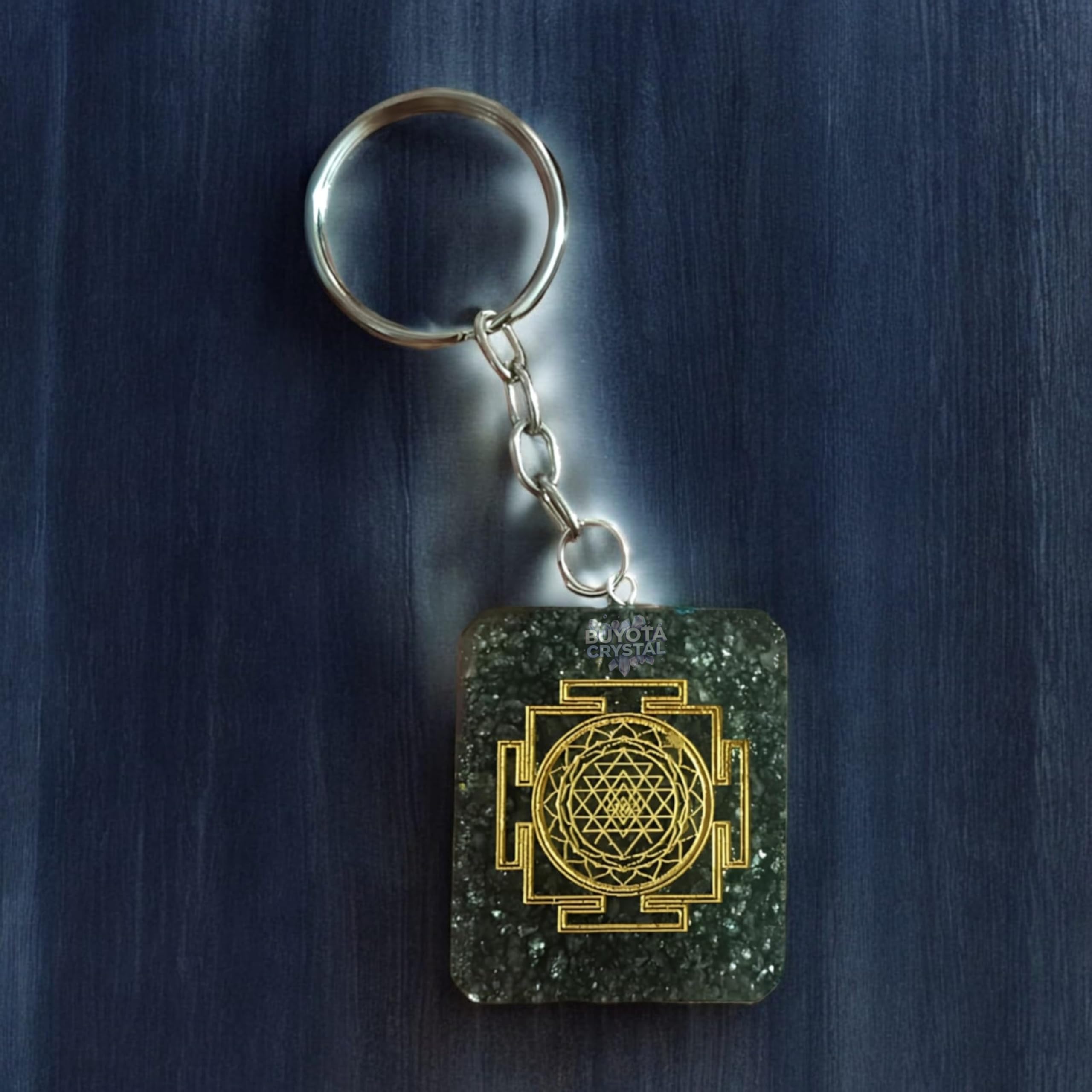 Pyrite Chunk Keychain with Engraved Square Design & Metallic Charm Ring for Money Attract Wealth & Heal with Positive Vibes, Spiritual Clarity-image-22