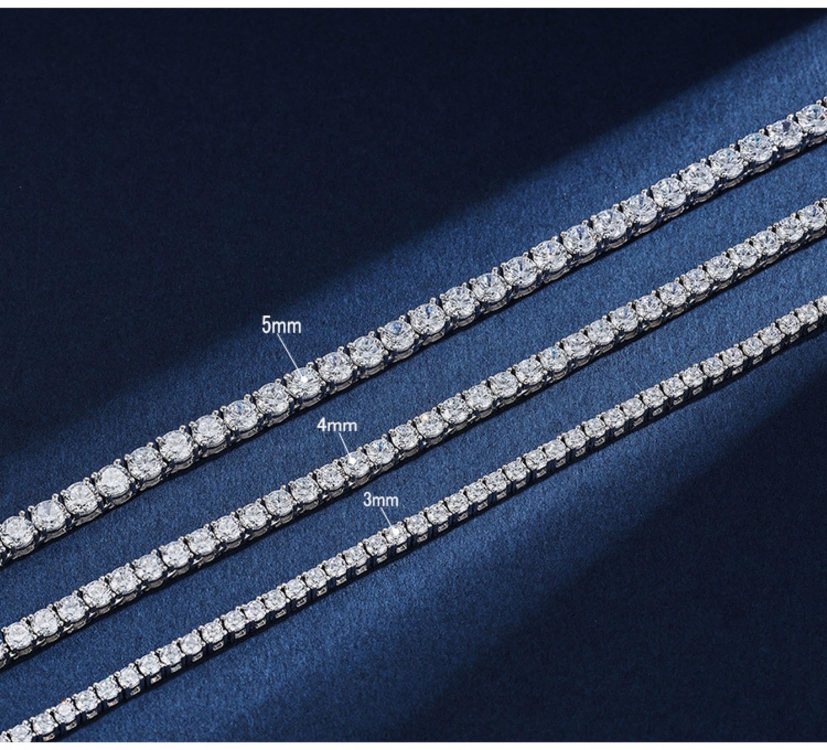 Collana Moissanite da 5 mm Catena D Colore VVS1 Collana con Diamanti di purezza Collana da Tennis con Diamanti in Argento Sterling 925 for Uomo Donna con Certificato,Collane(51cm)
