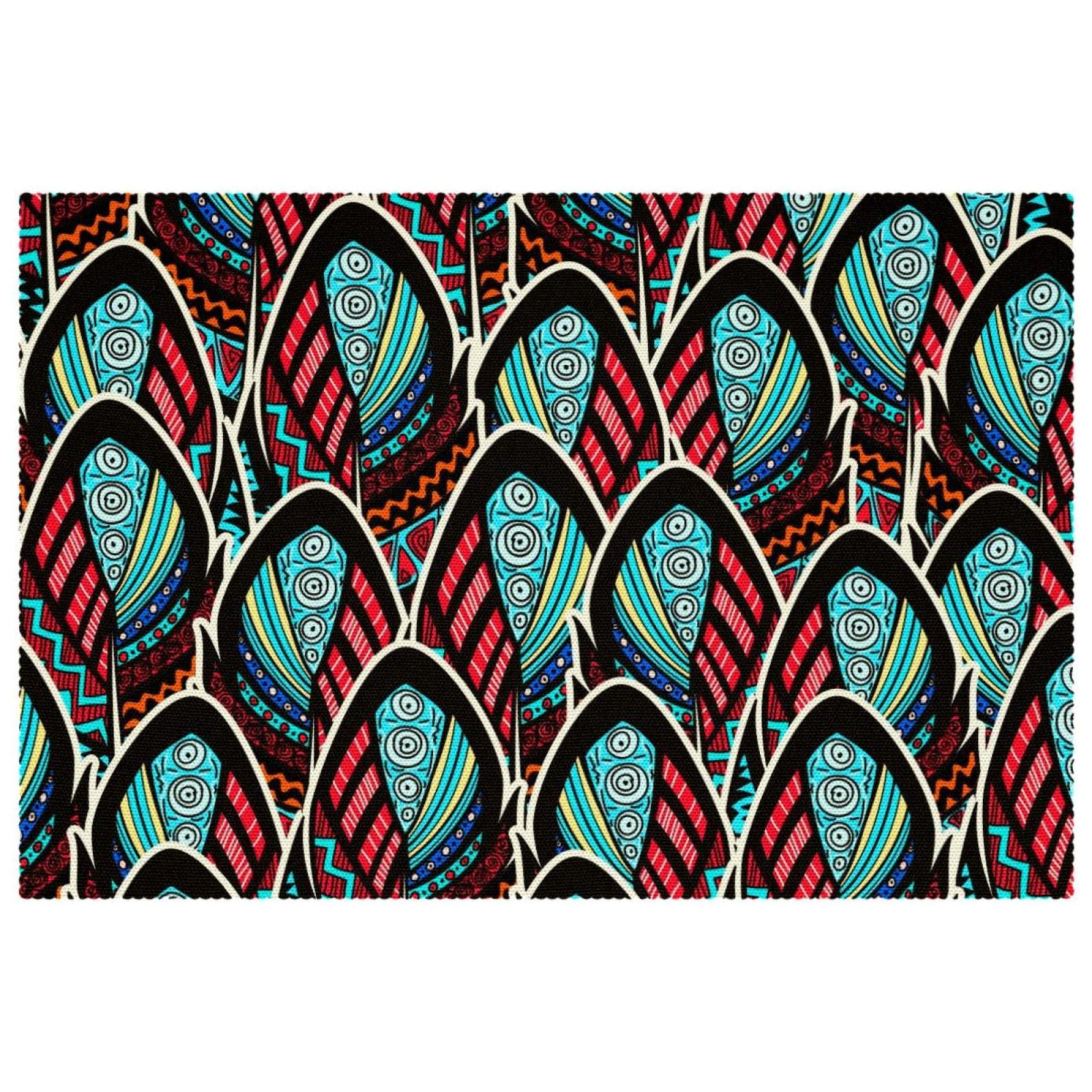 Set de table paon rétro lot de 6 pièces lavables de 30x45 cm