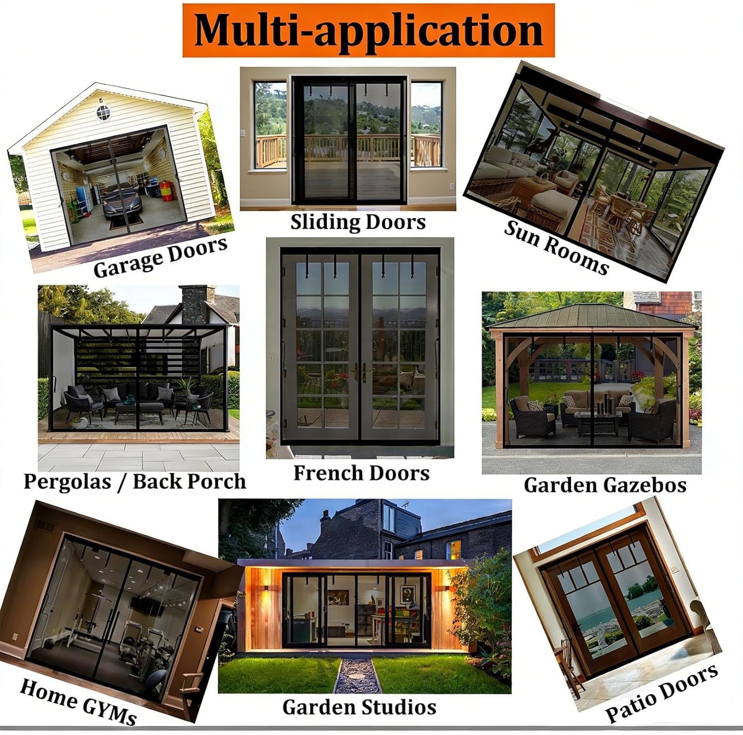 Magnetic Garage Door Screen 20x7 FT for 2 3 Car Garage, 20x7FT Fiberglass Screen Door, Heavy Duty Privacy Garage Net Screen, Hands-Free with 9 Roll Up Straps for Patio, Outdoor, Gym, Sun House Porch