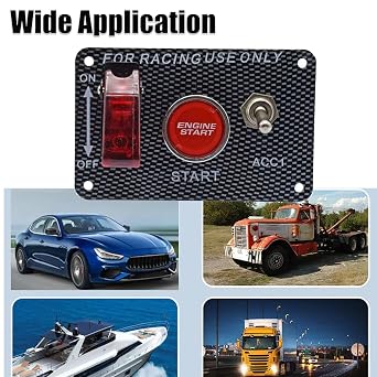 3-in-1 Universal 12V Racing Ignition Switch Panel - Push Button Toggle for Race Car, Boat, Truck