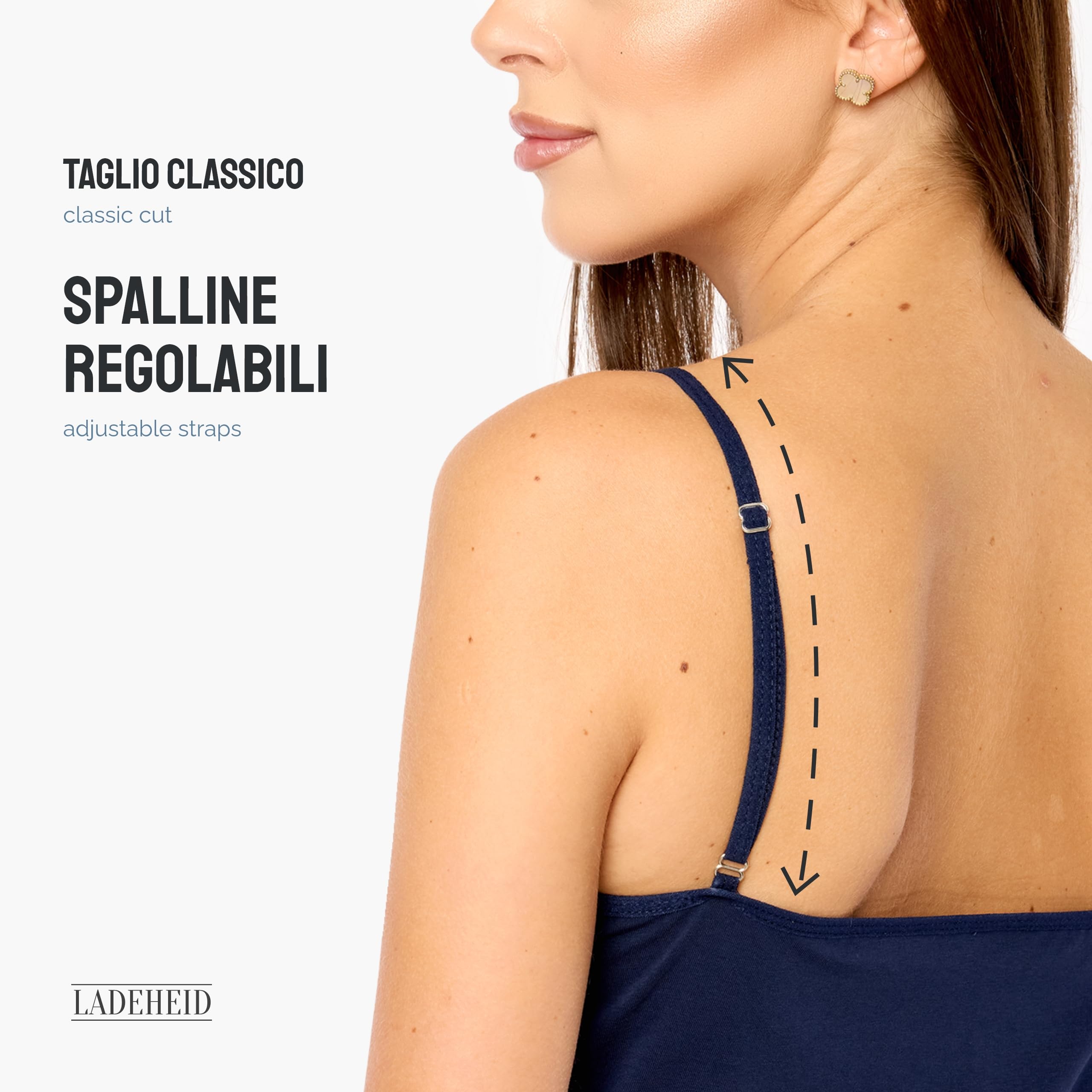 Ladeheid Canottiera Donna Cotone con Spalline Sottili Intimo Donna Confortevole, Canotta Donna Canottiere Donna Cotone, Top Donna Elegante, Set di 3 Pezzi LA40-263