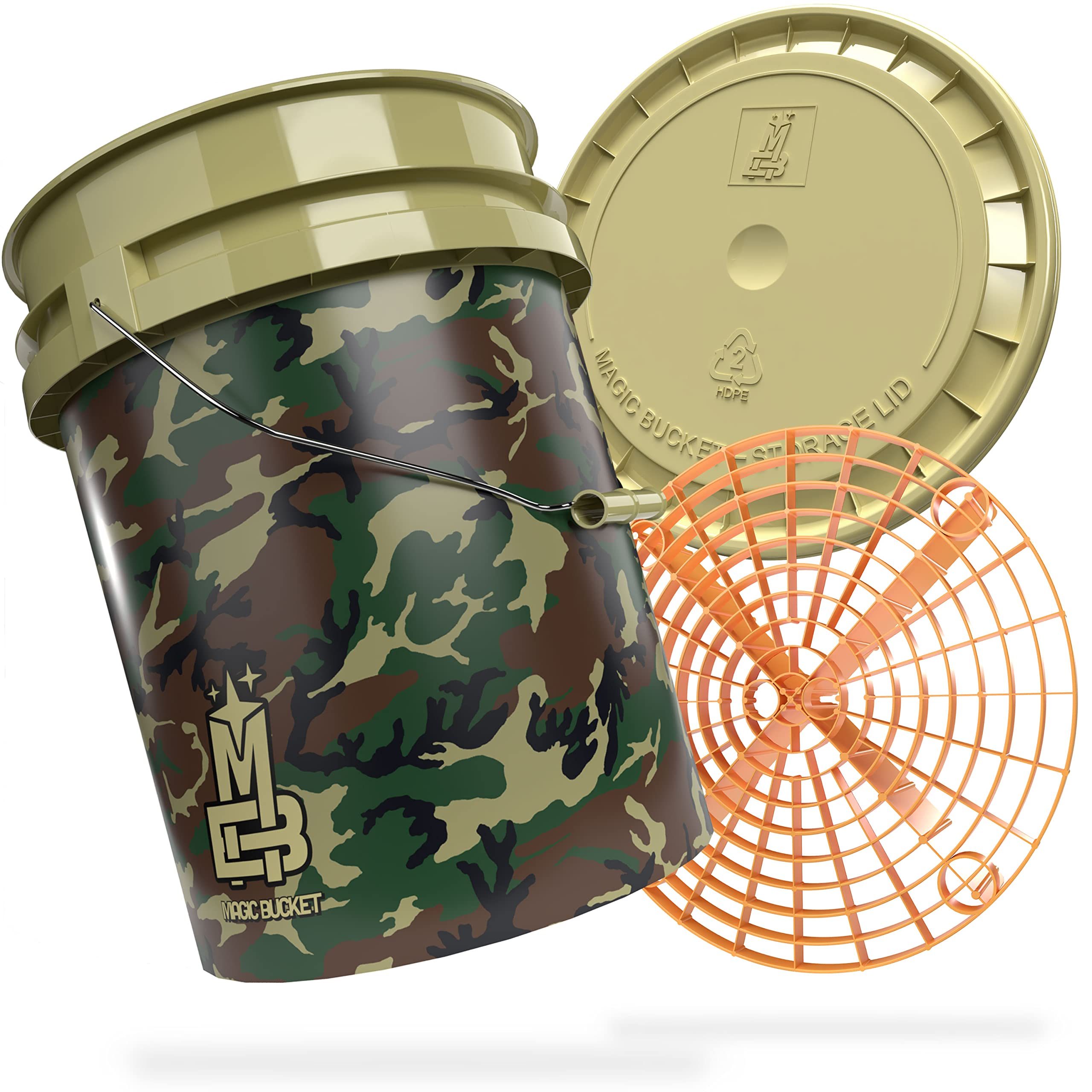 Magic Bucket | Paquete de Lavado a Mano | Cubo de Lavado con Tapa de Cubo a Juego 5 US GALLONS Aprox. 20 litros | con Inserto de Cubo Grit Guard Colador de Suciedad | Set de Lavado