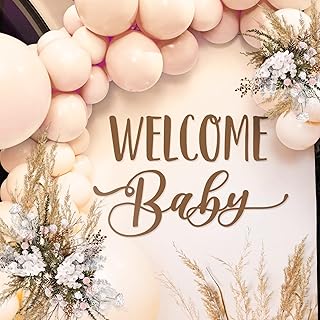 Dunzoom Baby Shower Decorations Welcome Baby Signs Welcome Babe Decal Boy or Girl He or She Gender Reveal Party Supplies for Wall Balloon Arch Backdrop