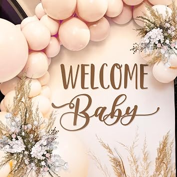 Dunzoom Baby Shower Welcome Sign Decal, Gender Reveal Balloon Arch Backdrop