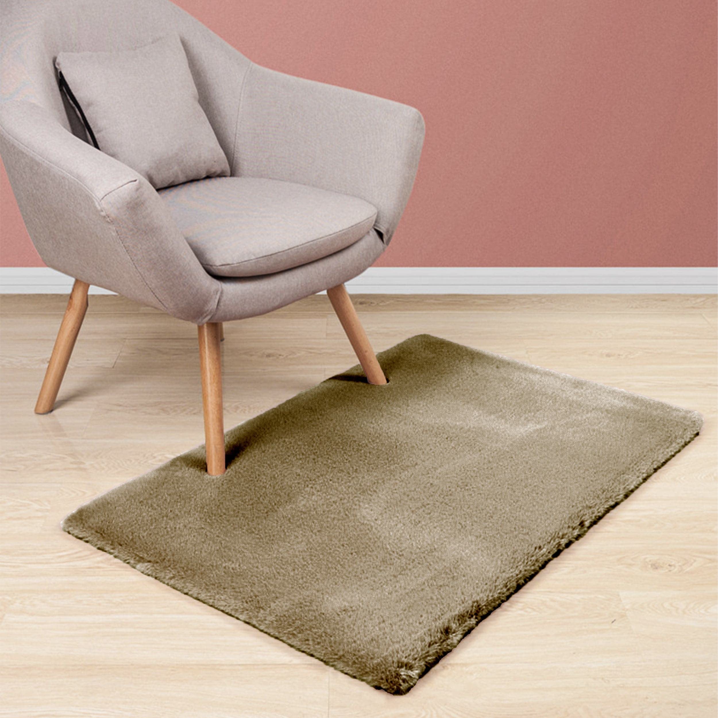Dalina Textil - Alfombra De Piel De Conejo Artificial Extra Suave - Alfombra de Pelo para Salón, Habitación, Dormitorio, Forma Rectangular (40X60CM, Marrón)