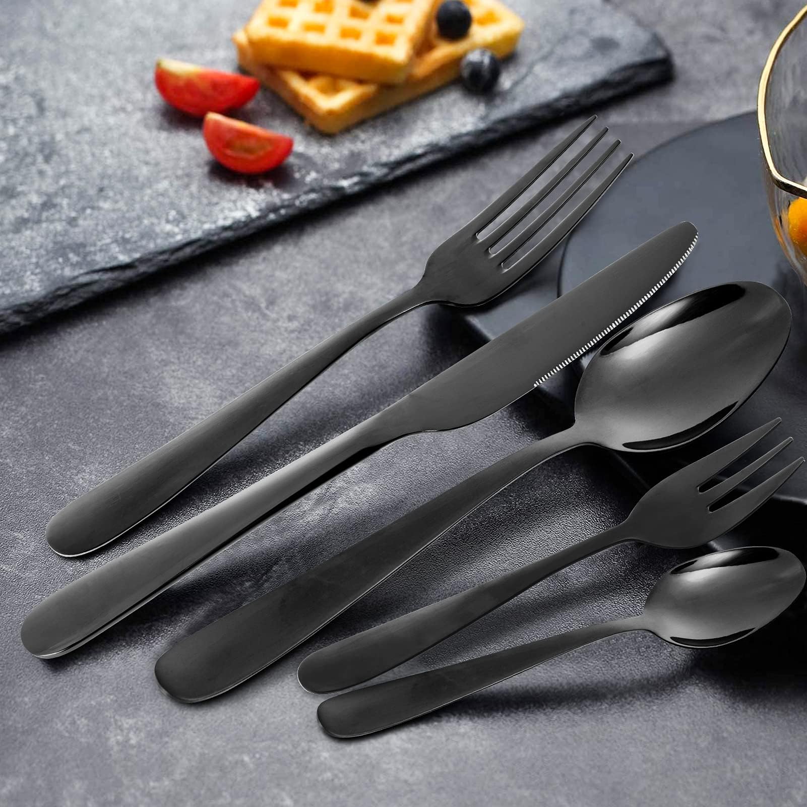 Garvee Besteck Set 12 Personen, 60 teilig Edelstahl Besteckset, Essbesteck Set mit Messer Gabel Löffel-perfekt für Küche & Restaurant