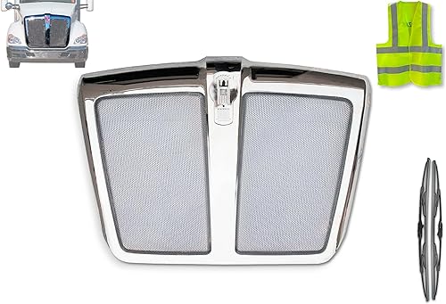 Kozak Marco de rejilla cromado con pantalla de insectos compatible con Kenworth T680 (parte: L29-6155-100 L45-6064-110) PLUS Logo, chaleco Kozak y 2