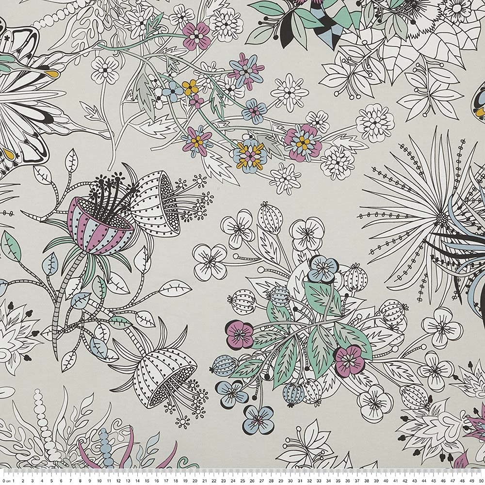 Kt KILOtela - Digital Printed Canvas Fabric - Half Panama 100% Organic Cotton, Oeko-Tex Standard 100 - 100 cm Length x 280 cm Width - Image 2