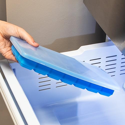 Miniatura 5 de Bandeja para cubitos de hielo de 21 ranuras con tapa, sin BPA, PVC y ftalatos, molde de silicona reutilizable con tapa antiderrames Kÿchen