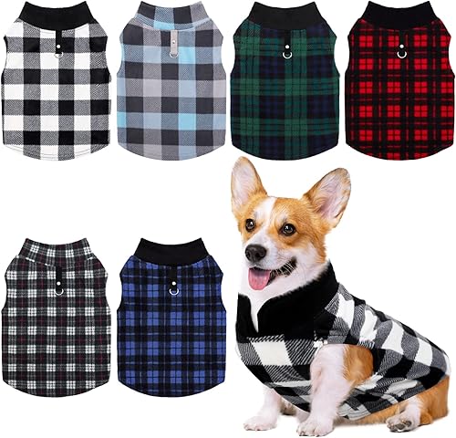 Pedgot 6 piezas de ropa para perro, chaleco de forro polar cálido para perro con anillo para correa, sudadera de invierno para mascotas, suéter a