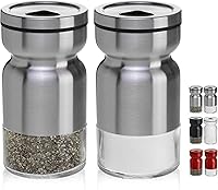 Vista 1 de Salt and Pepper Shakers Set with Adjustable Pour Holes by CHEFVANTAGE - Stainless Steel