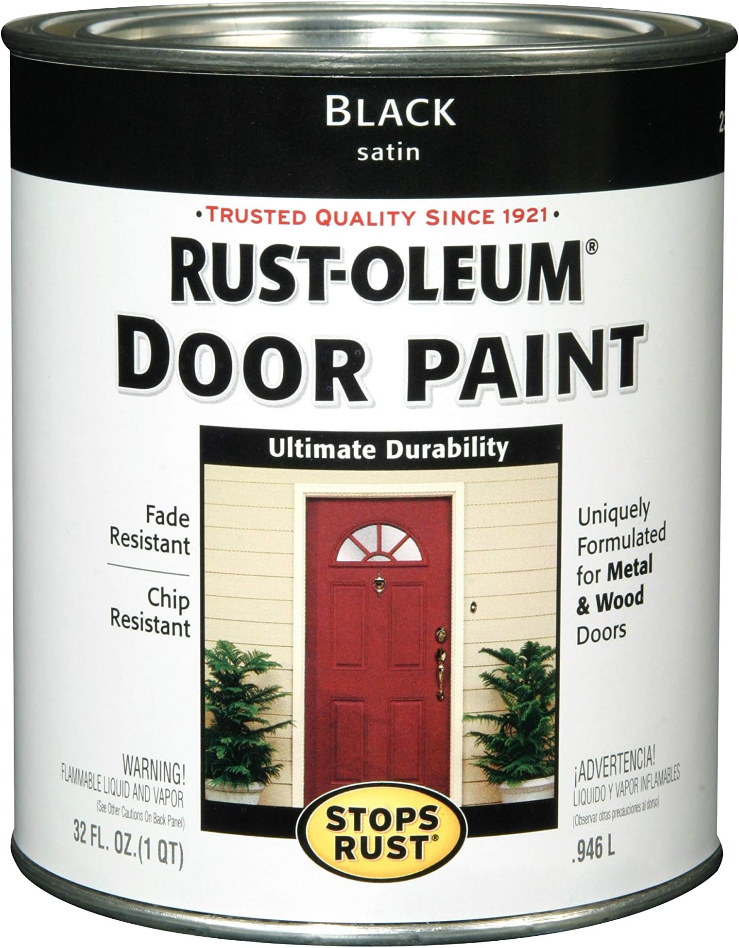 Rust-Oleum 238310 Front Door Paint, Quart, Black