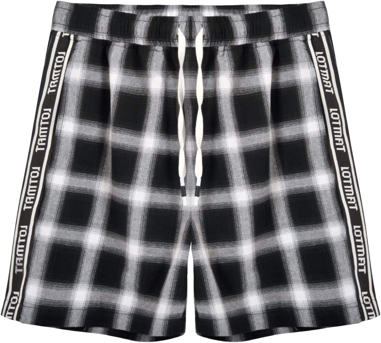 Lotmat Mens Plaid Shorts Hip Hop Fashion Elastic Waist Streetwear Pants for Men