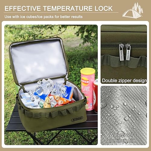 Miniatura 4 de MYDAYS OUTDOOR Mini hielera portátil impermeable de lados suaves, plegable, aislada, a prueba de fugas, 10 latas para camping, playa, picnic,