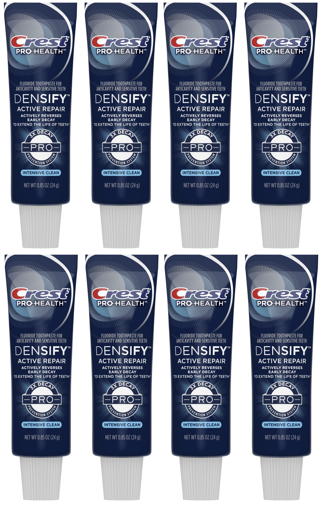 Crest Densify PRO-Health Intensive Clean Toothpaste, Travel Size 0.85 oz (24g) - Pack of 8