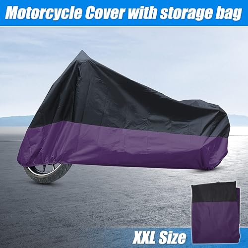 Miniatura 7 de uxcell Funda impermeable para motocicleta, 180T, XXL, negro, morado, para Honda Shadow ACE Spirit Sabre 600, 750, 1100 VT
