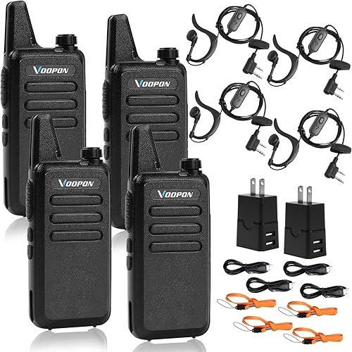 Miniatura 1 de Walkie Talkies recargables para adultos, 22 canales FRS con auriculares, mini transceptores VOX de largo alcance, radios bidireccionales para