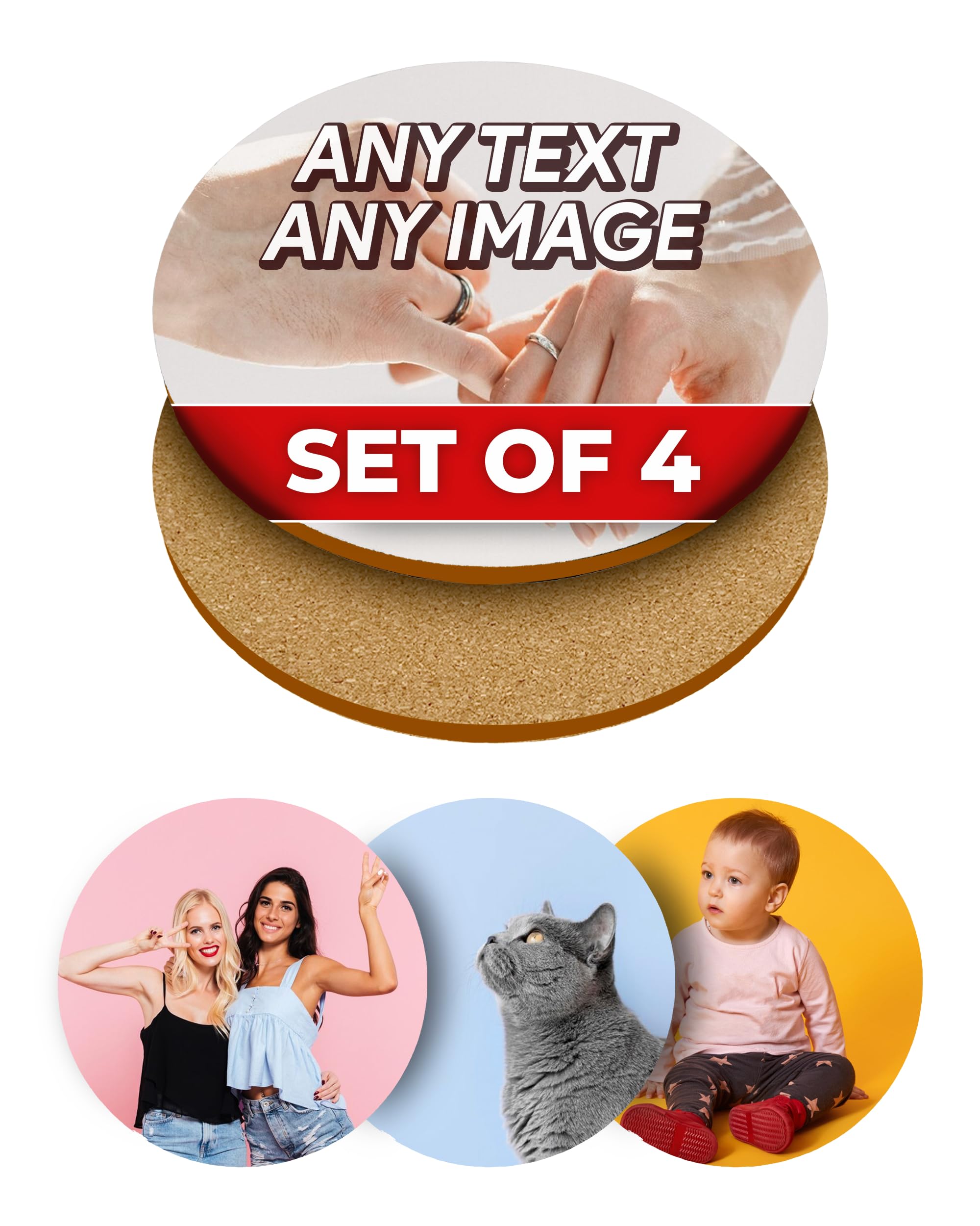 Thedogtagco Multicolored Personalised Glossy Finish Round Coasters Any Photo Custom Kitchen Decorative Gift Idea Coaster Set Housewarming (4)