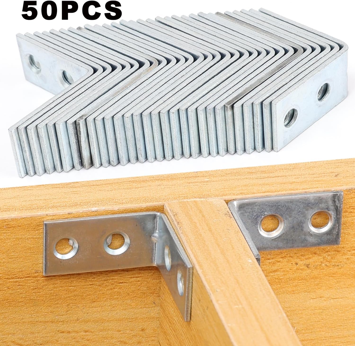 50PCS Right Angle Corner Brackets Furniture Cabinet Iron Joint Fastener Table Corner Connector Hardware Supports,3*3*1.5cm
