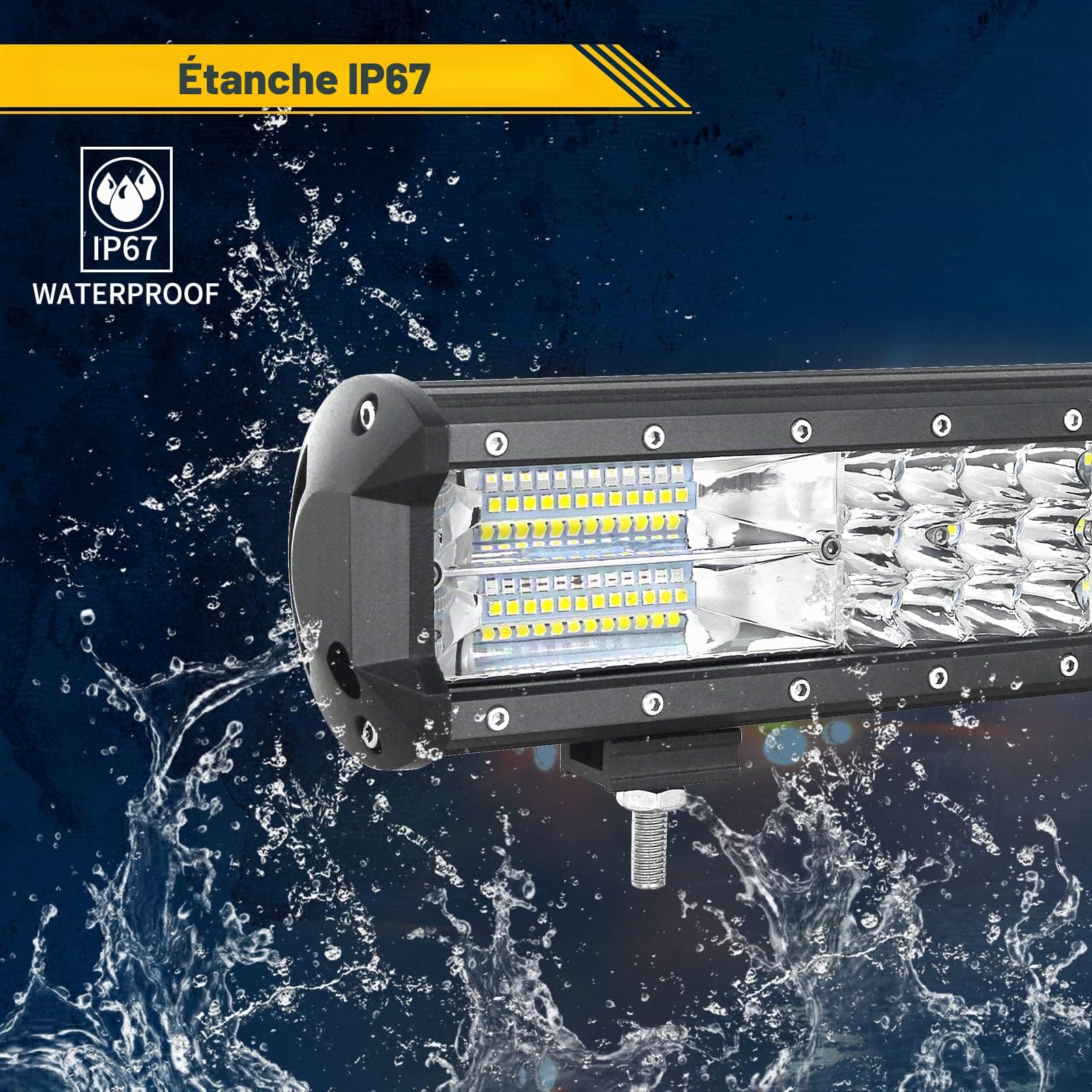 RIGIDON 59cm 324W Barre Lumineuse LED de Travail, 12V 24V Rampe Barre de Led 4x4, IP67 etanche Barre d'éclairage led pour Offroad Véhicules Voiture Camions Tracteur,6000K feu antibrouillard