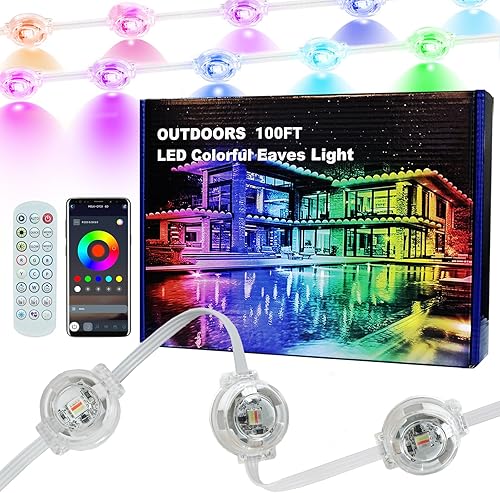 Miniatura 1 de Luces permanentes para exteriores, cadena de luces inteligentes para exteriores con modos de escena de bricolaje, 100 pies con 50 LED, IP67