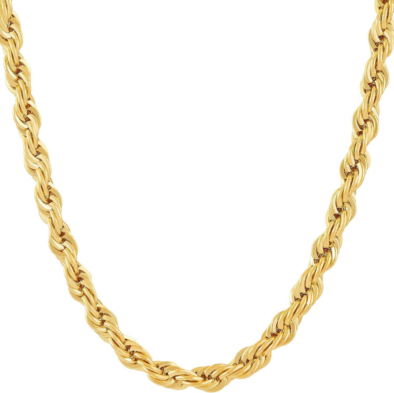 LIFETIME JEWELRY 6mm Rope Chain Necklace for Women and Men 24k Real Gold Plated
