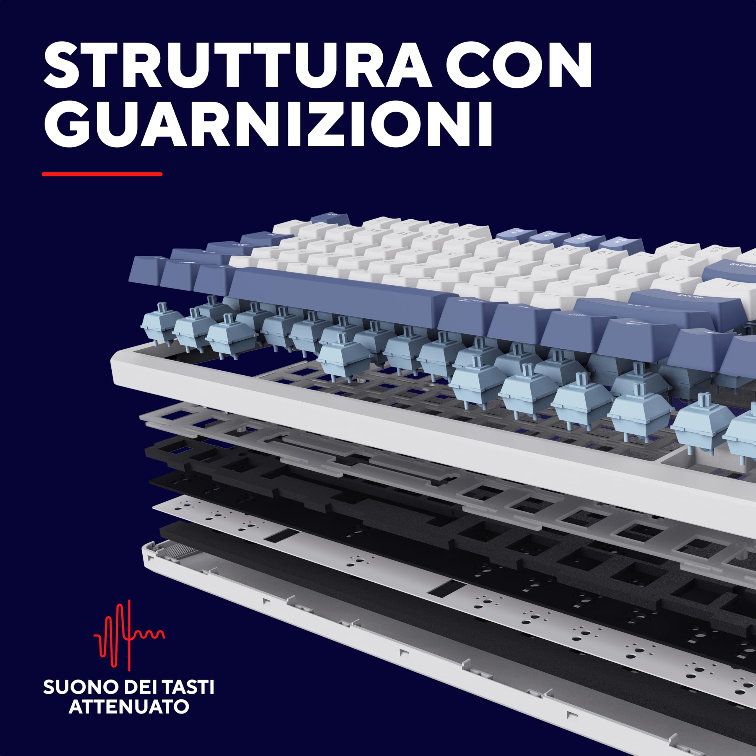 GXTrust 872 Xyra Tastiera Meccanica Gasket TKL Italiano QWERTY, Tastiera Gaming Hot-Swap Creamy 80% Programmabile USB, Retroilluminazione RGB, Interruttori Lineari Leobog 60M 5-pin, Bianco