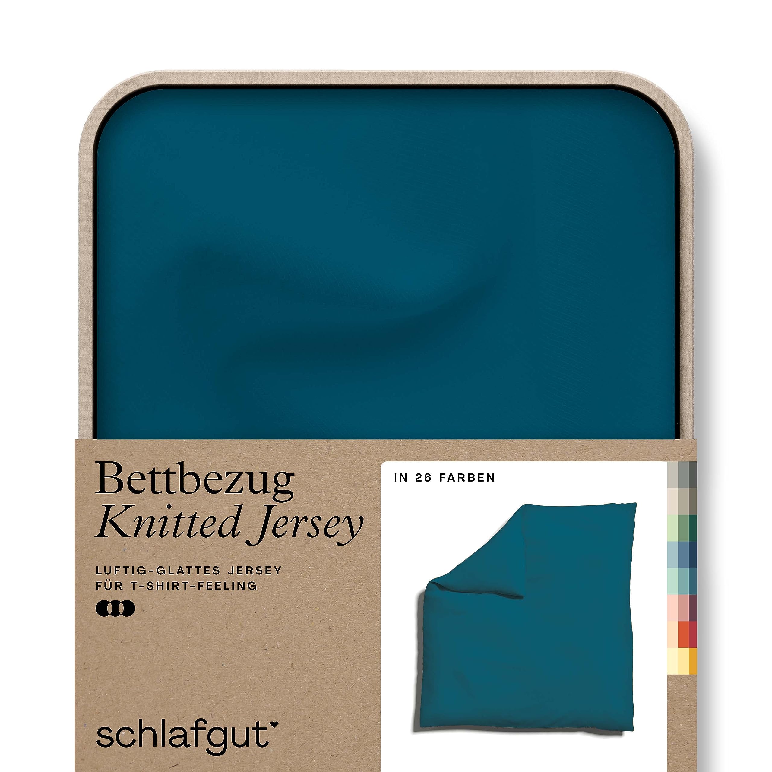 schlafgut Knitted Jersey Bettwäsche 200x200cm Bettdecke Bezug einzeln, Petrol Deep Uni, weich und faltenfrei mit Elasthan