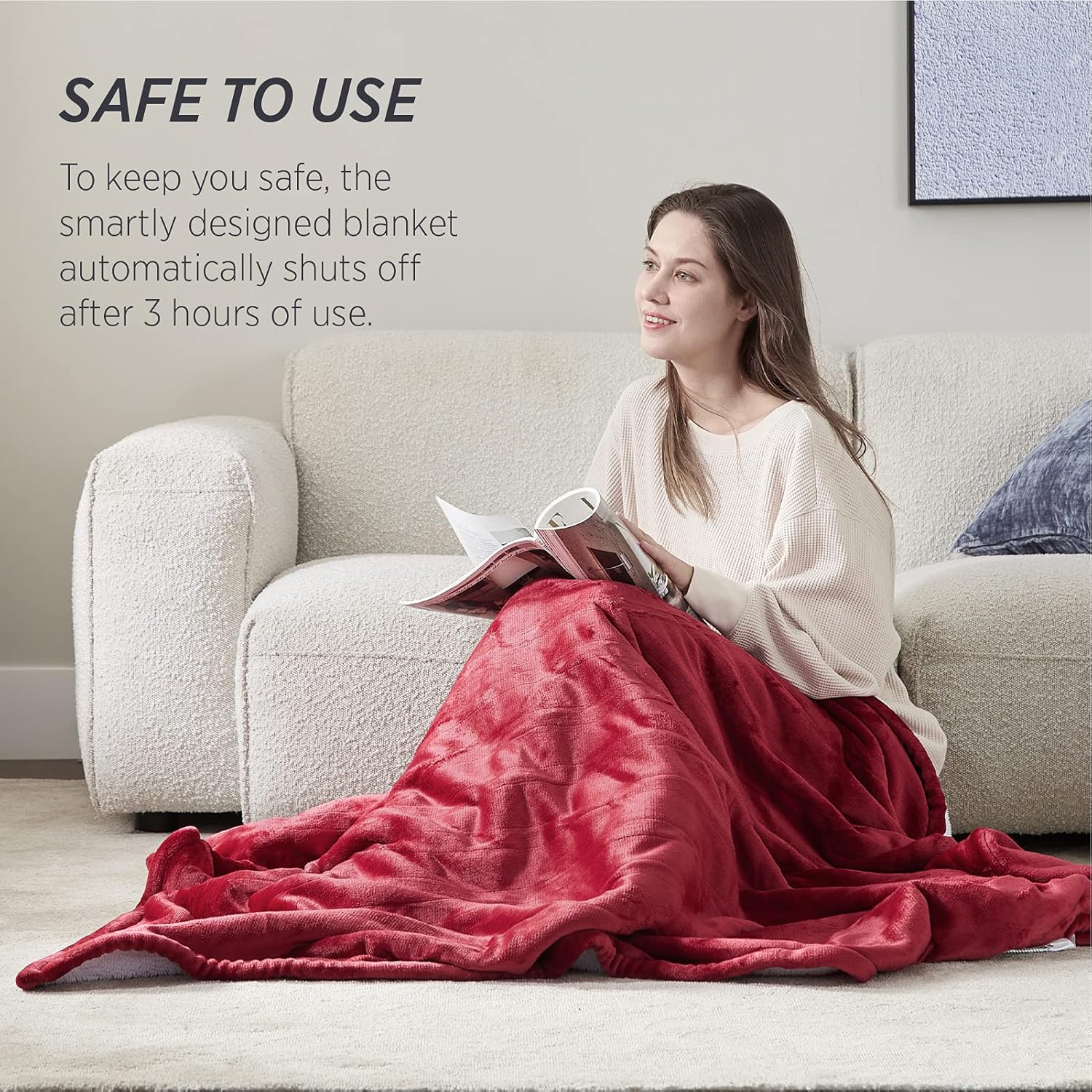 Bedsure Heated Blanket Electric Throw - Soft Electric Blanket Christmas Blanket, 5 Heat Settings Fleece Blanket with 3hrs Timer Auto Shut Off, Machine Washable Heating Blanket Throw (50×60, Red) : Home & Kitchen