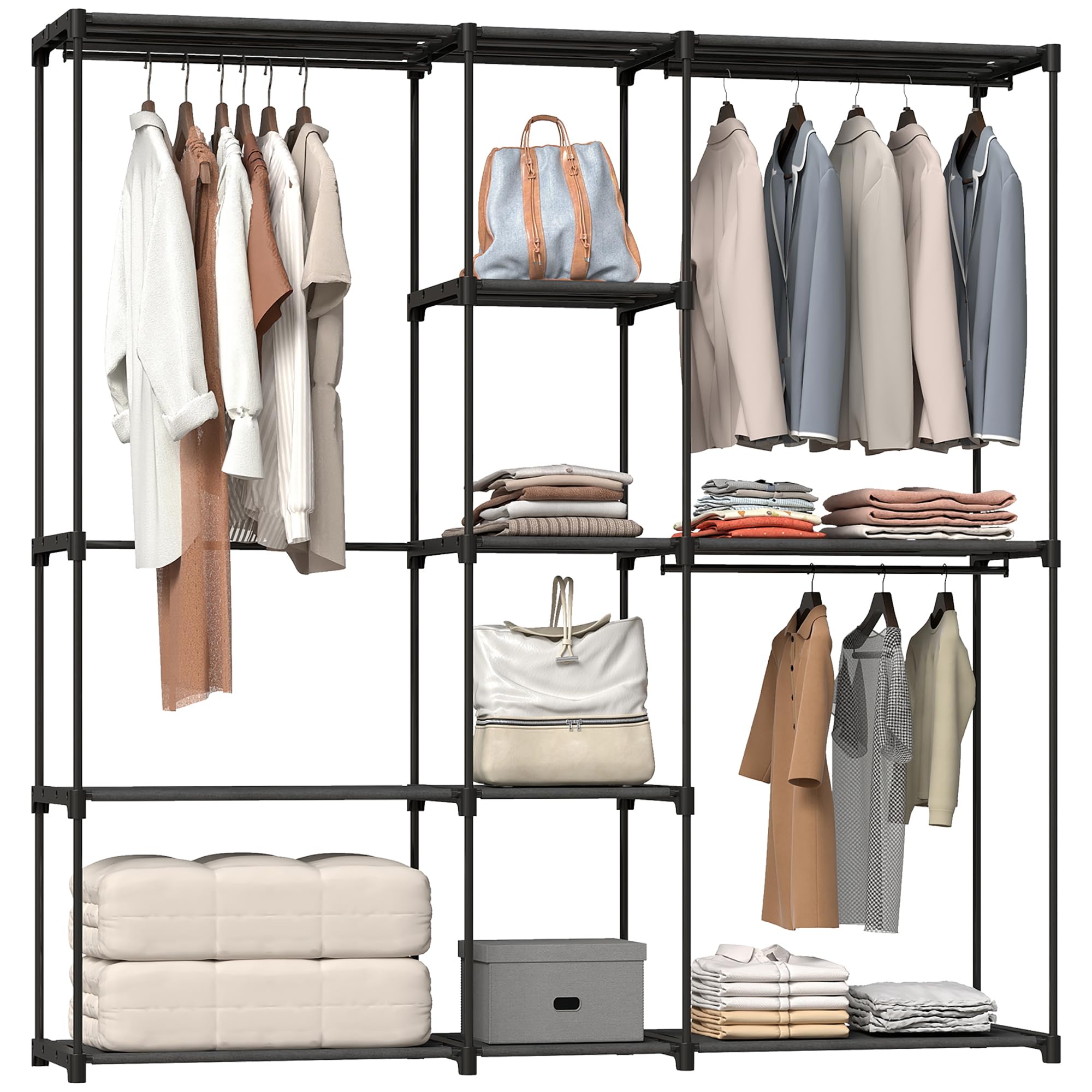HOMCOM Portable Wardrobe Open Wardrobe 182 x 43 x 185cm Black