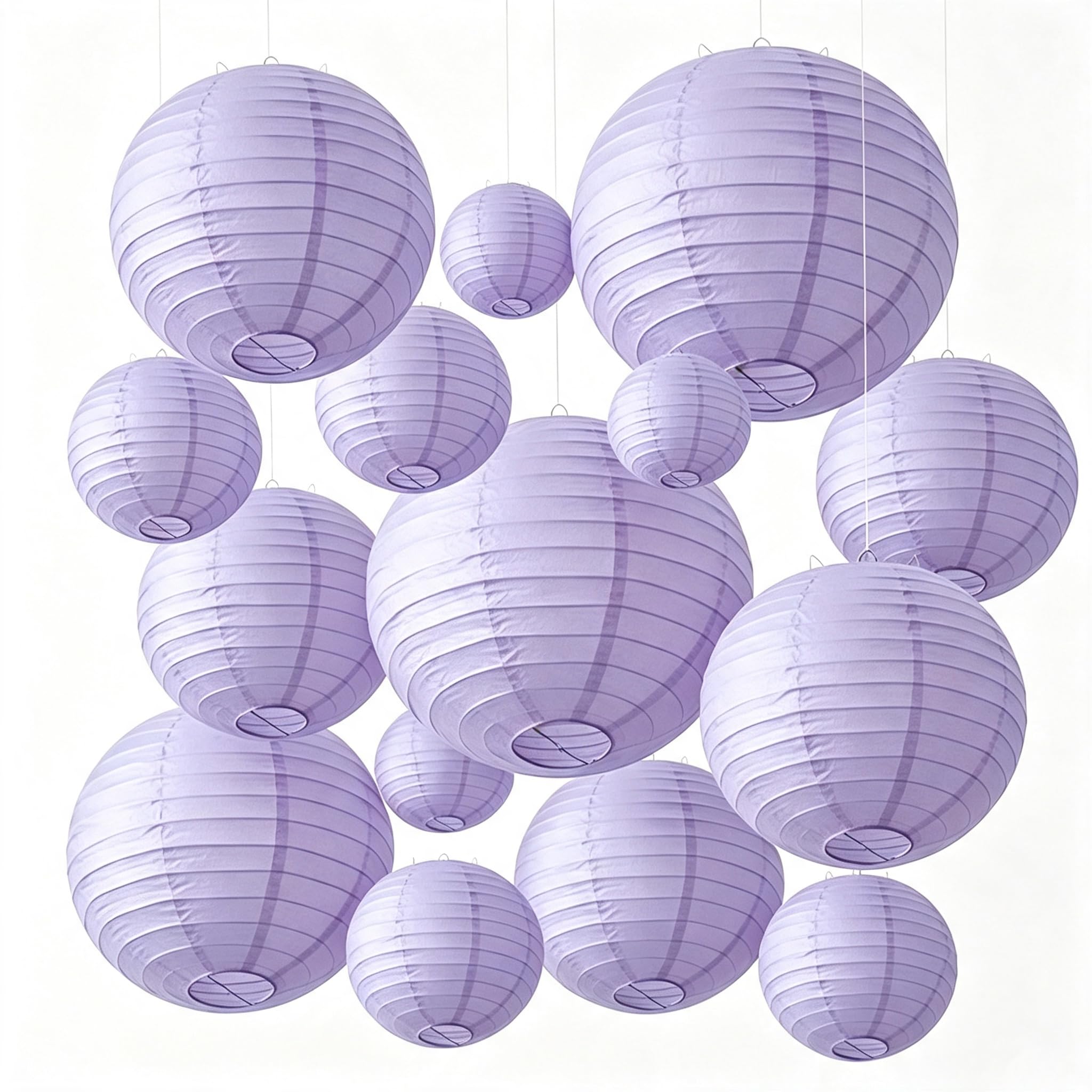 15pcs Purple Hanging Round Paper Lantern for Baby Shower Birthday