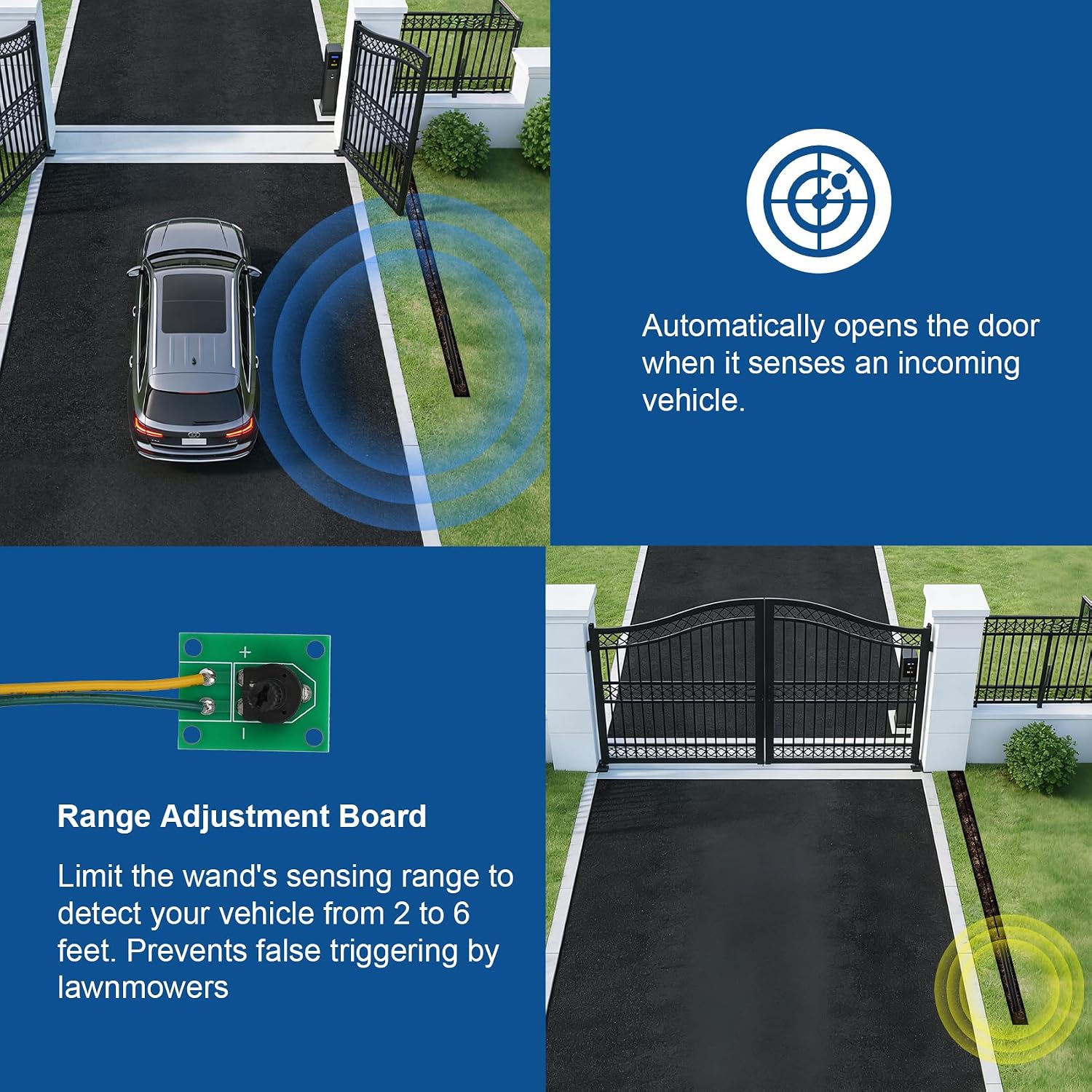 Vehicle Exit Sensor for Automatic Gate Opener with 100 ft Cable, Compatible with Mighty Mule, Ghost Controls, LiftMaster Vehicle Door Opening Systems