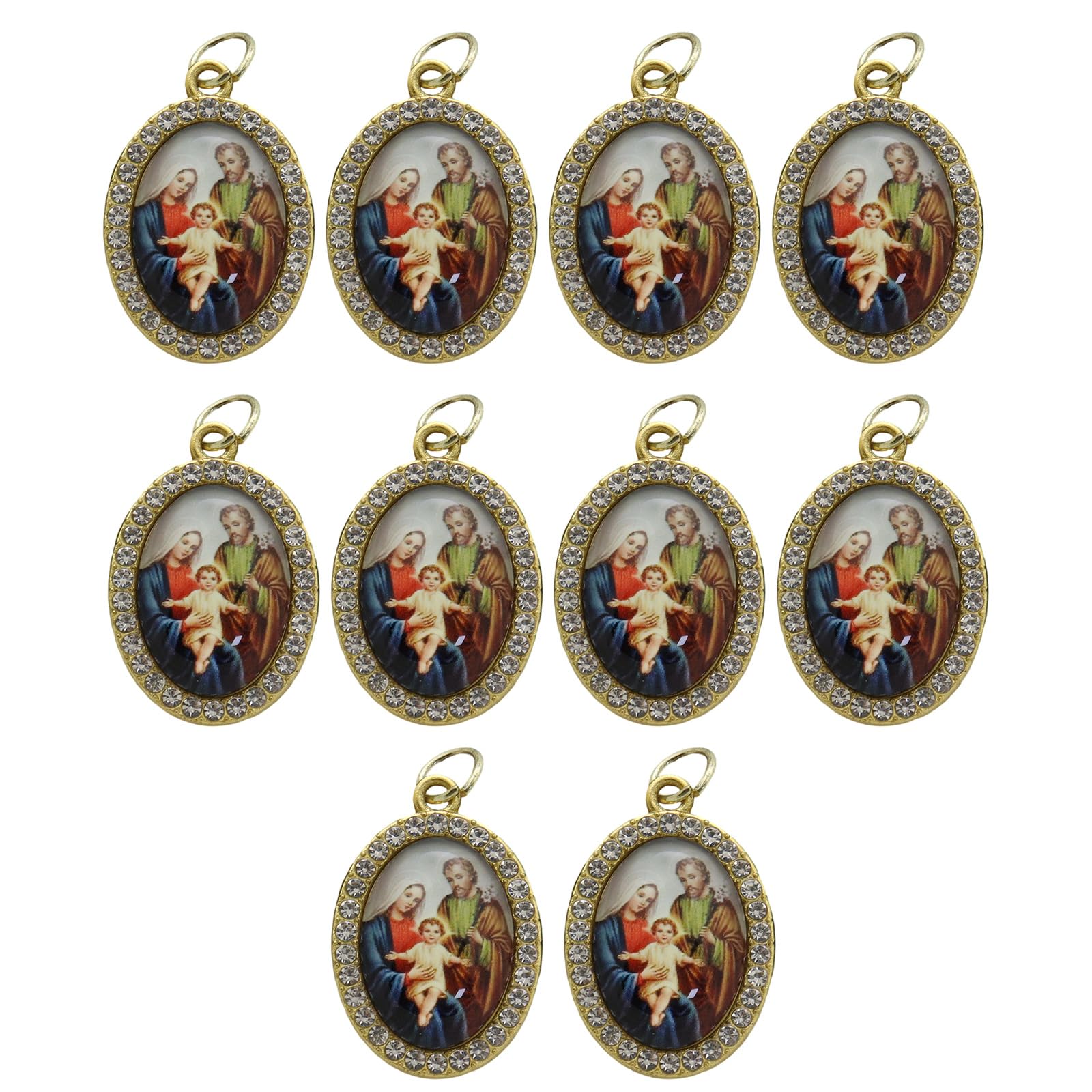 Tsophreniq 10Pcs Metal Rhinestones Religious Figure Oval Pendant Charm for Necklaces Keychains Bracelets Jewelry Making Pendant Charm