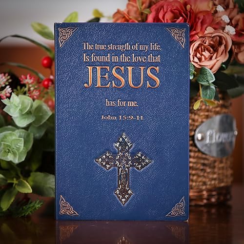 Miniatura 5 de Diario sin forro  Jesús 3D en relieve de tapa dura azul con patrón de arte en relieve, cuaderno de notas A5 en blanco con 2 marcadores, 8.4 x 5.7