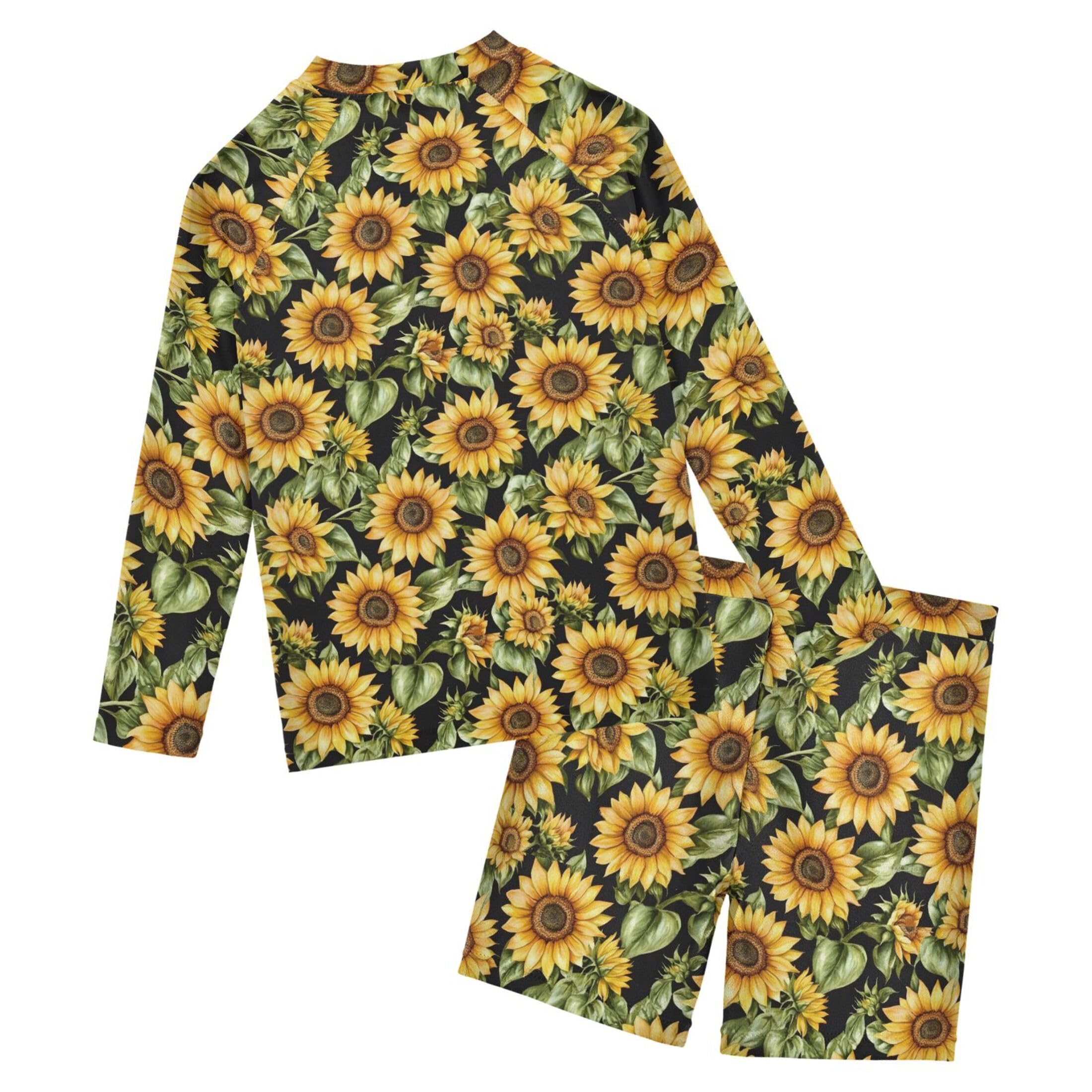 Sunflower Flowers Toddlers and Baby Boys' Swimsuit Trunk and Rashguard Set B0403501