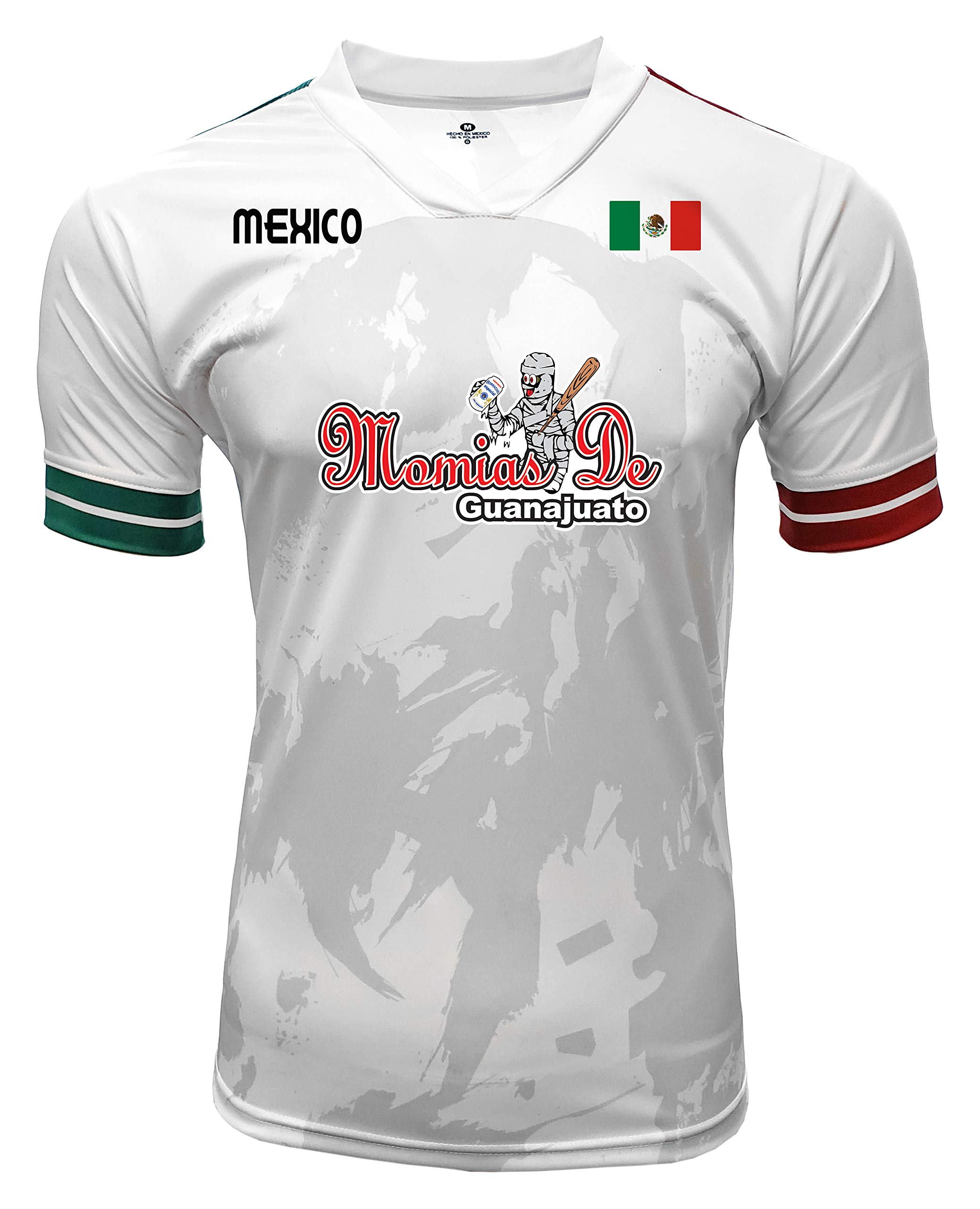 ARZA Jersey Mexico Momias de Guanajuato 100% Polyester White/Grey_Made in Mexico (US, Alpha, 3X-Large, Regular, Regular, White/Grey)