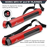 Vista 6 de Quiver Time Tubo Orion para tapete de juego rojo XL – TCG Playmat Tube Case Bag con cremallera impermeable, bolsillo oculto para dados, correa