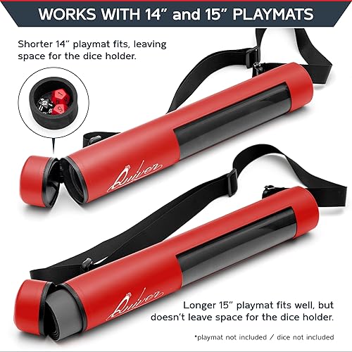Miniatura 6 de Quiver Time Tubo rojo XL Orion Playmat  TCG MtG Playmat Tube Case Bag con cremallera impermeable, bolsillo oculto para dados, correa de hombro